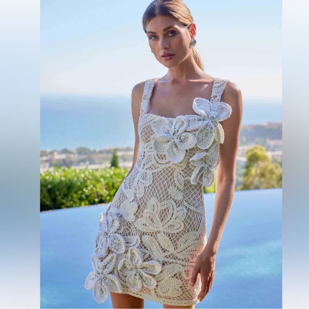 NWT Elliatt Kyra Crochet Mini Dress in White 🌺